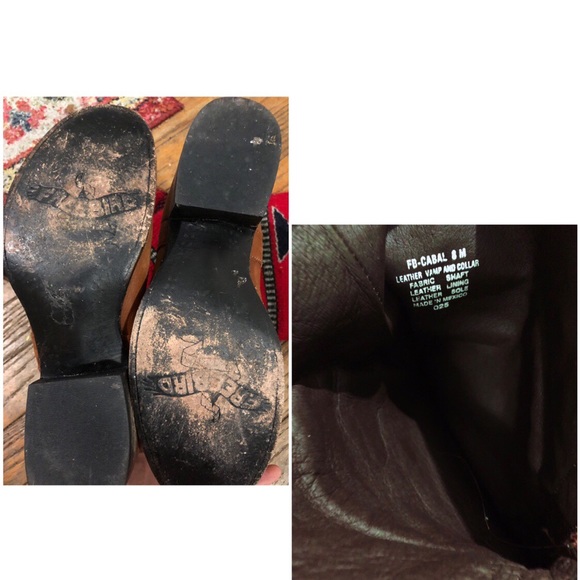 FREEBIRD Over-Knee Wool & Leather Tapestry Boots - Picture 3 of 4